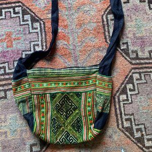 Handmade embroidered and indigo-dyed bag/purse from Vietnam